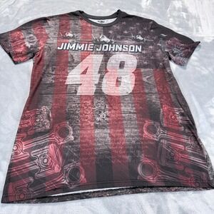 Hendrick Motorsports Jimmie Johnson 48 NASCAR Patriotic All Over Print Shirt L